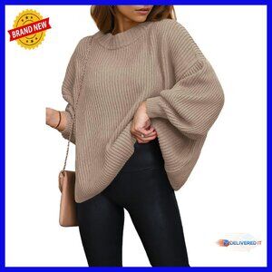 Oversized Chunky Knit Pullover Sweater Women's Long Sleeve Crewneck